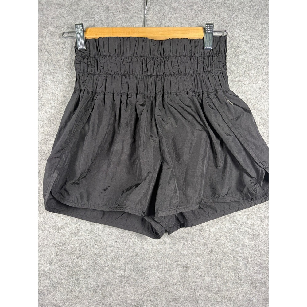 Free People Movement The Way Home Shorts Black High Rise Smocked Waist Womens M